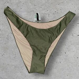NWT J. Crew Re-imagined olive green curved bikini bottom Women’s Sz S